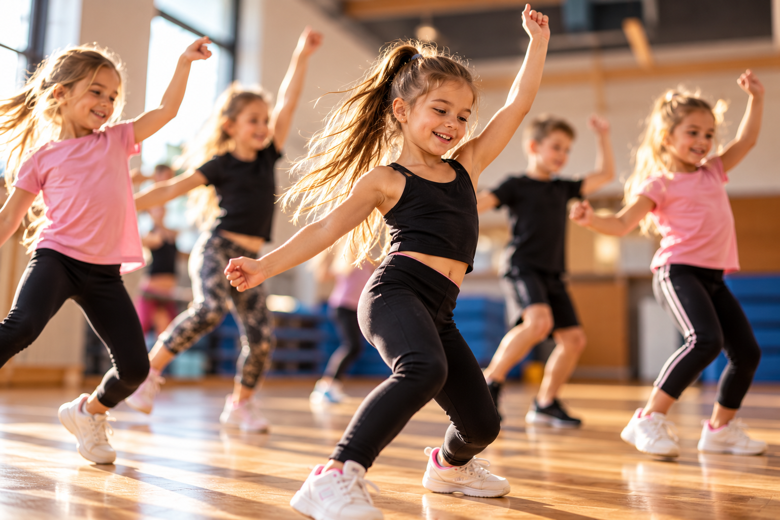 Kindertanzen beim SV Walpertskirchen mit Kindern beim gemeinsamen Tanztraining